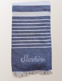 Blå/vit handduk i 100% bomull | Sunkini.se