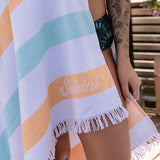 Yellow green striped towel